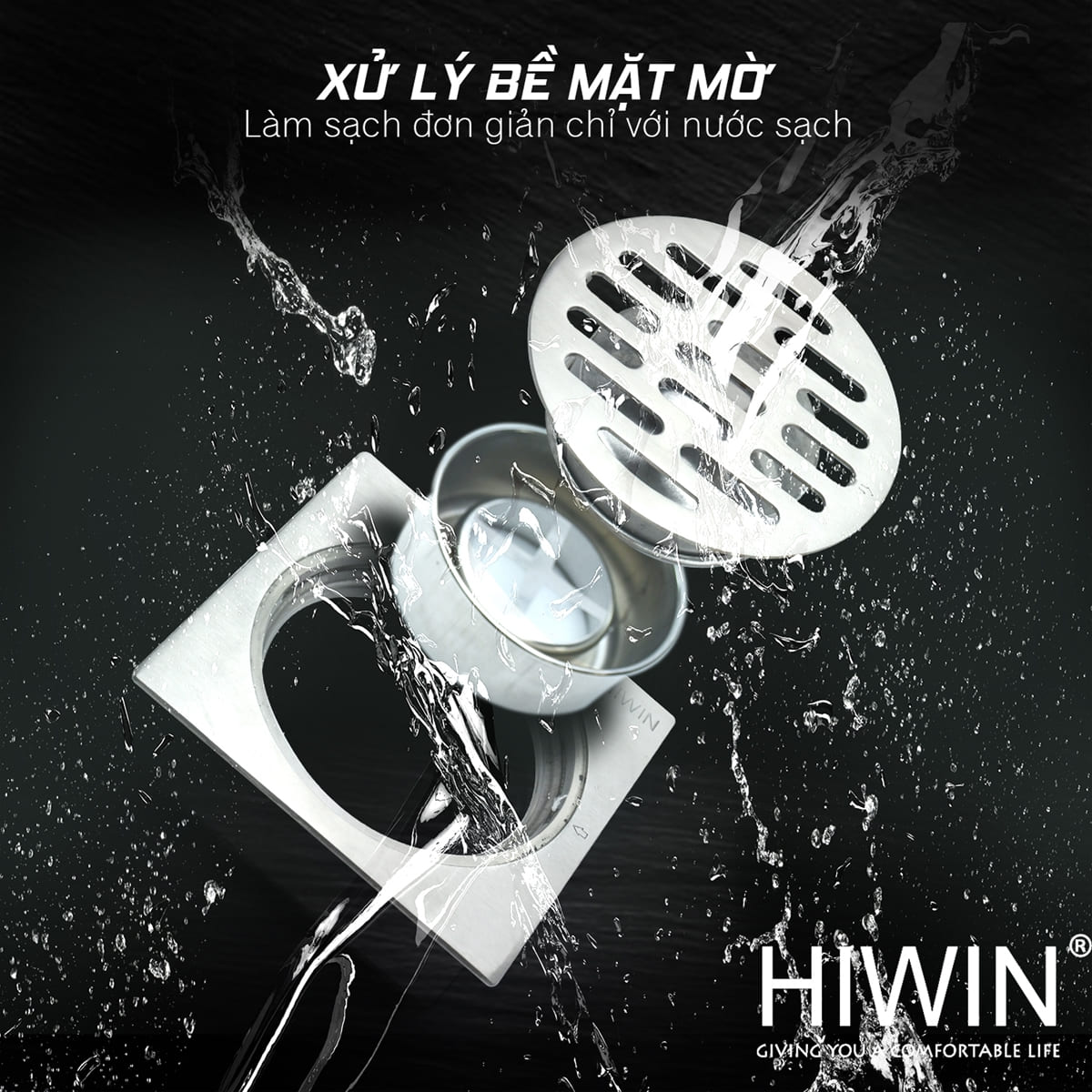 Ga thoát sàn inox 304 chống hôi thoát nước nhanh Hiwin FD-6322