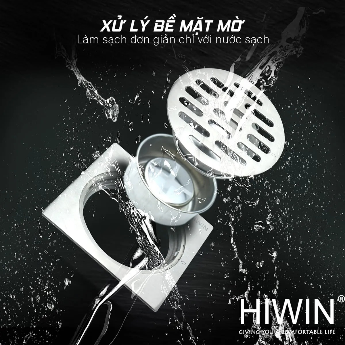 Ga thoát sàn inox 304 chống hôi thoát nước nhanh Hiwin FD-6322