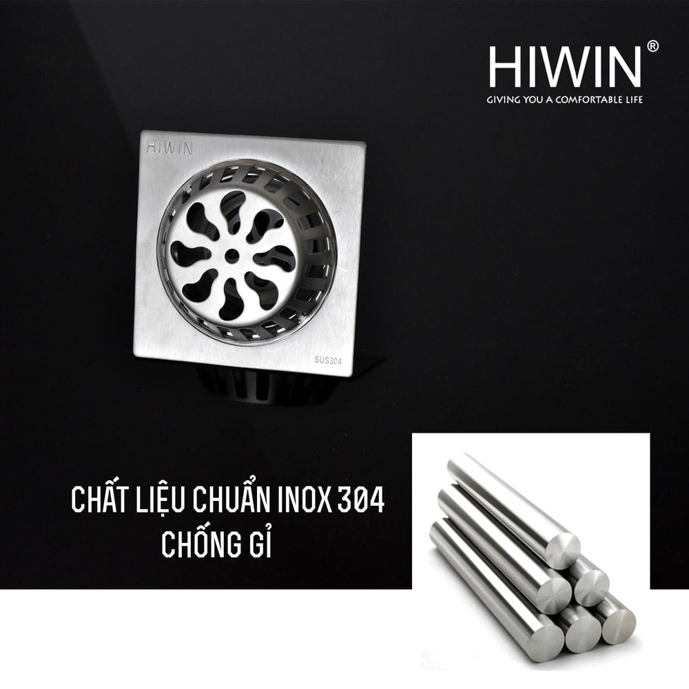 Cầu chắn rác phi 76 inox 304 cao cấp mặt xước mờ Hiwin FD-76