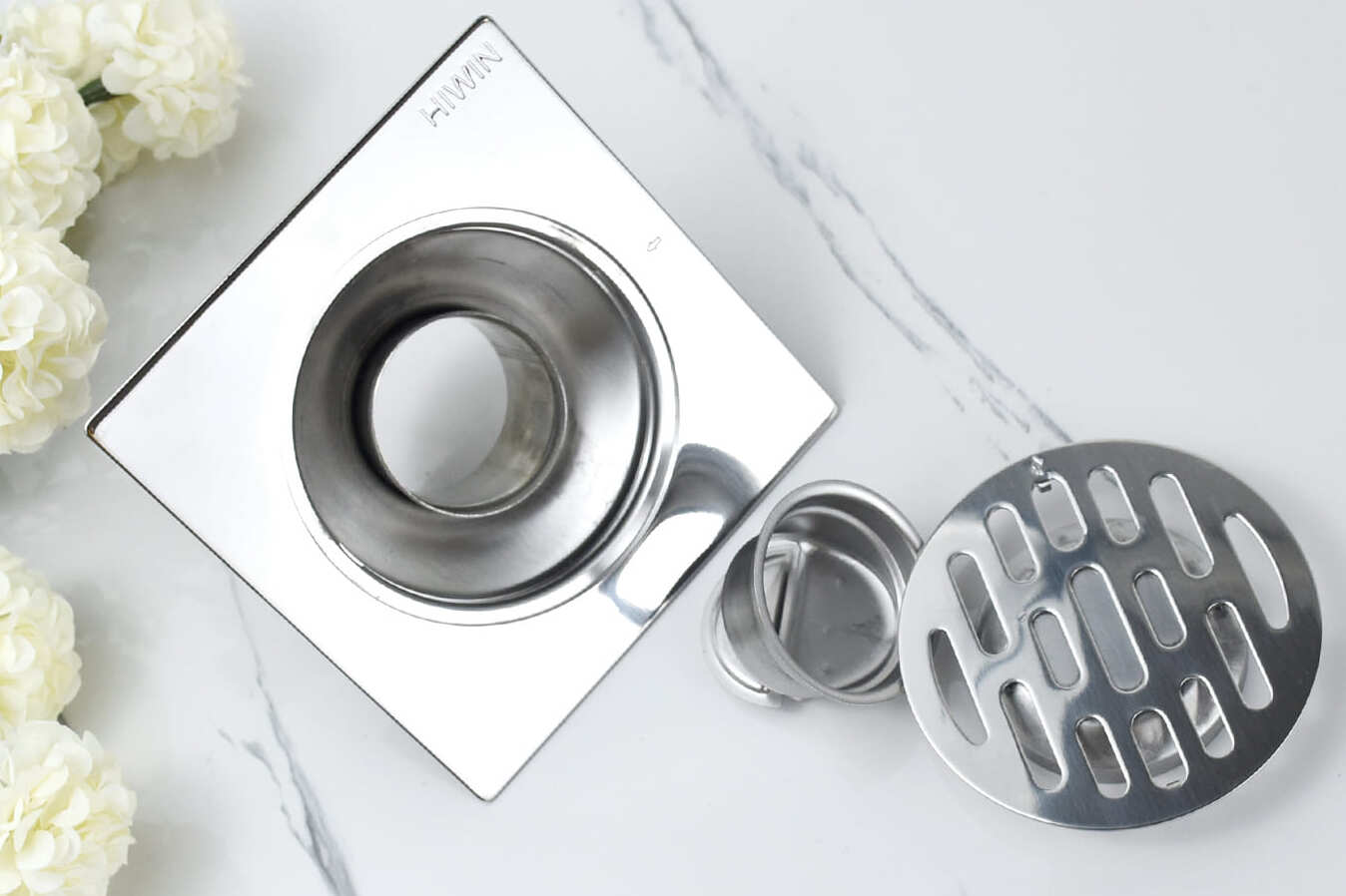 Ga thoát sàn inox 304 chống hôi thoát nước nhanh Hiwin FD-8210A