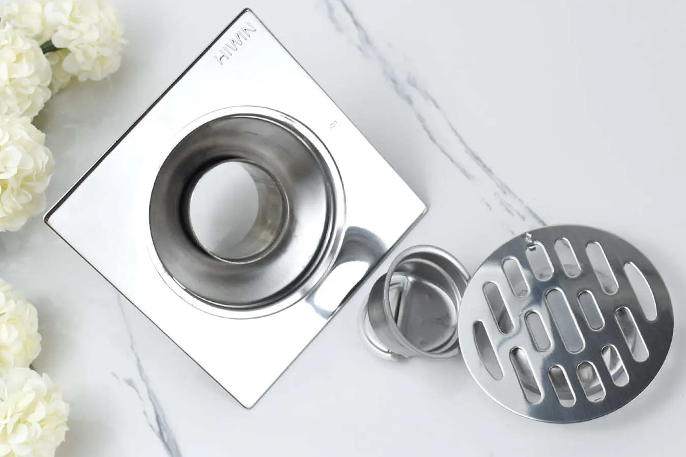 Ga thoát sàn inox 304 chống hôi thoát nước nhanh Hiwin FD-8210A
