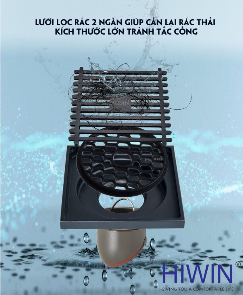 Ga thoát sàn inox 304 thoát nước thế hệ mới Hiwin FD-1451 