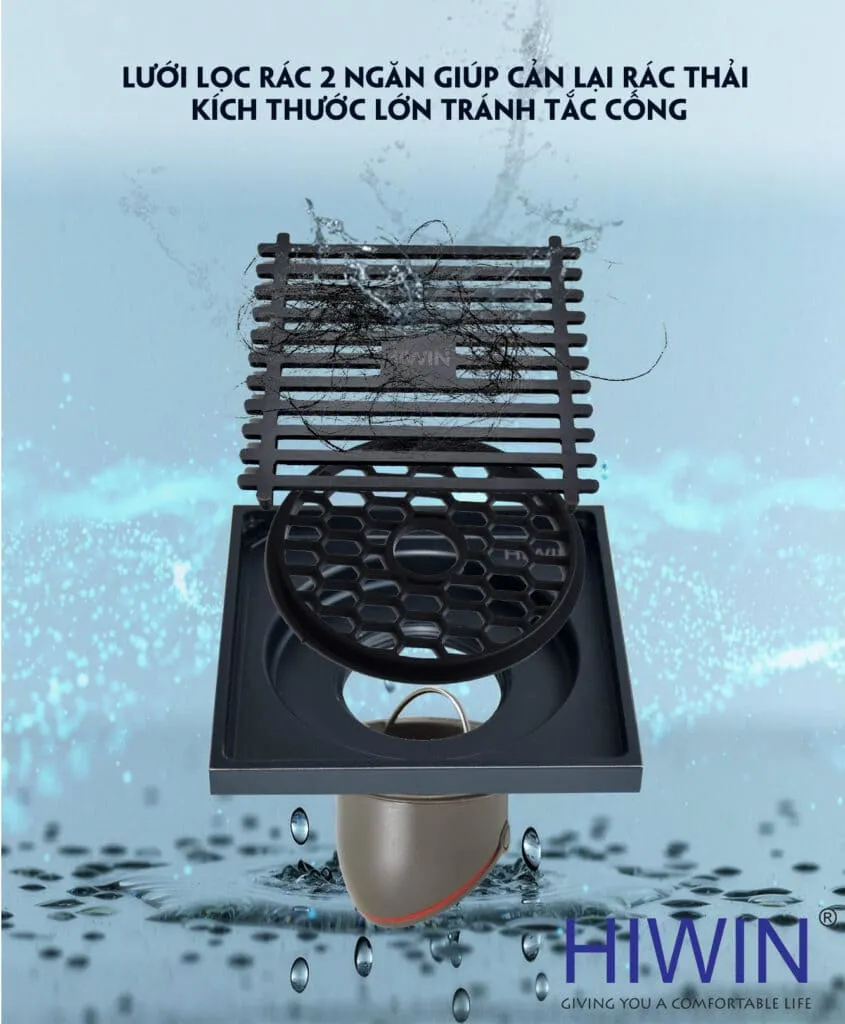 Ga thoát sàn inox 304 thoát nước thế hệ mới Hiwin FD-1451 