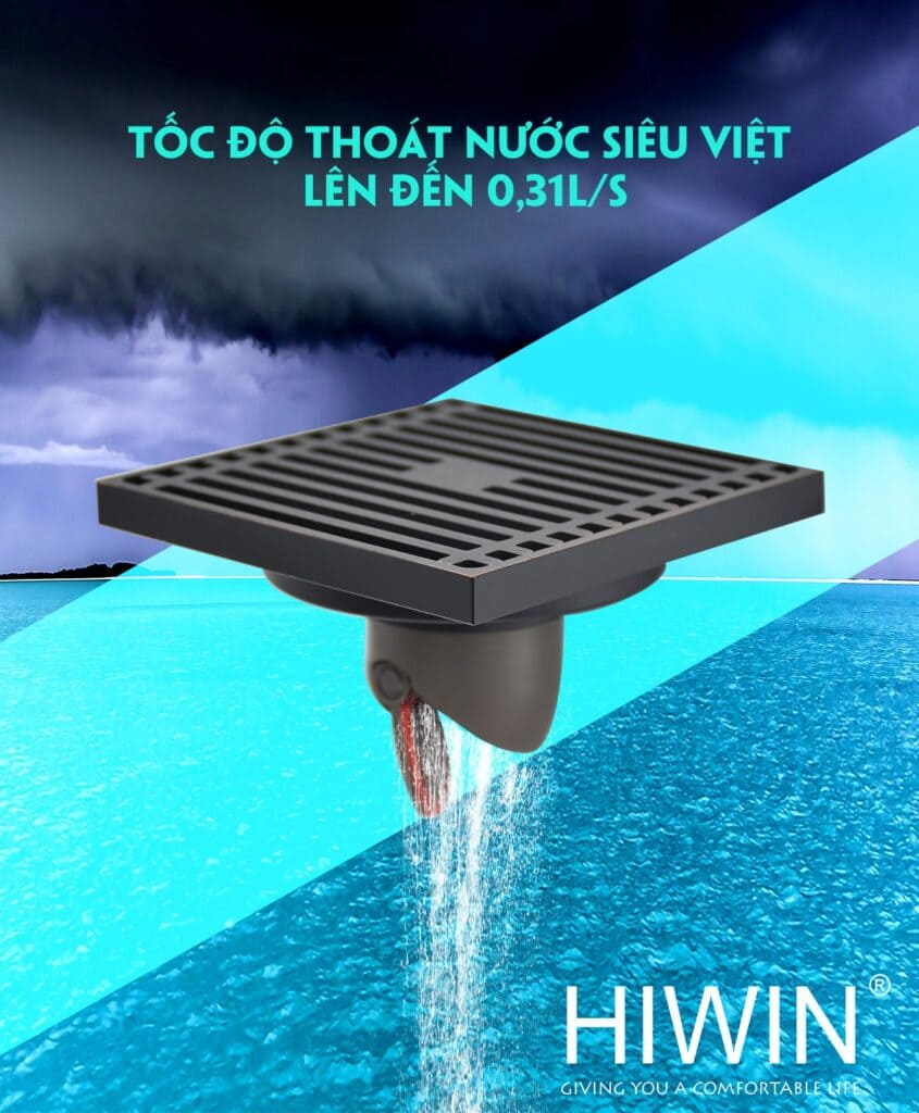 Ga thoát sàn inox 304 thoát nước thế hệ mới Hiwin FD-1451 