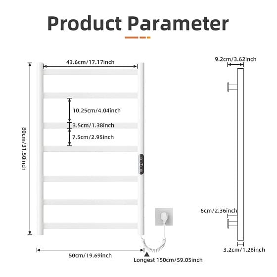 Giàn sấy khăn màu trắng sứ Miken G301W-Wifi (R-L)