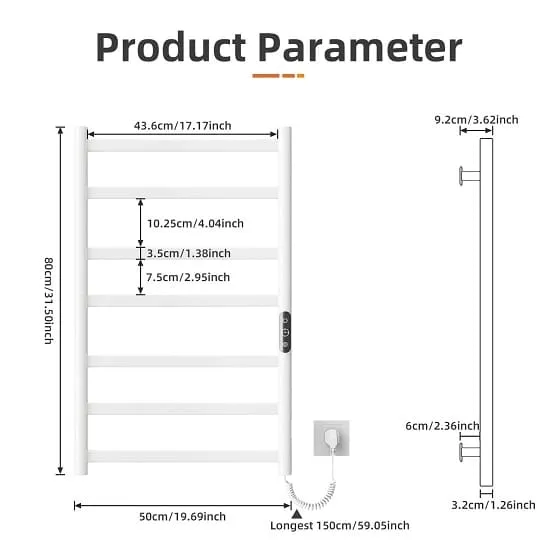 Giàn sấy khăn màu trắng sứ Miken G301W-Wifi (R-L)