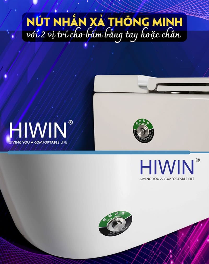 Bồn cầu không két nước nắp màu Hiwin MT-6040