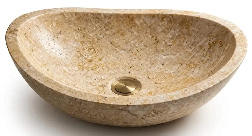 Chậu lavabo bằng đá tự nhiên Kanly MAR25Bi