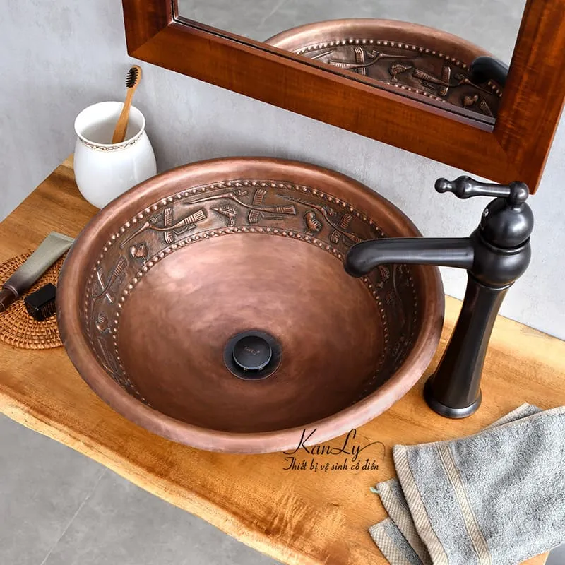 Chậu lavabo đặt bàn bằng đồng Kanly BL0222