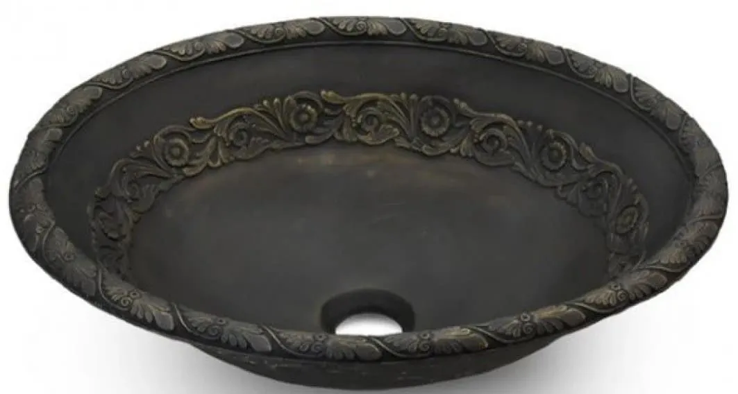 Chậu lavabo đặt bàn đồng thau họa tiết đầu trâu Kanly BS026