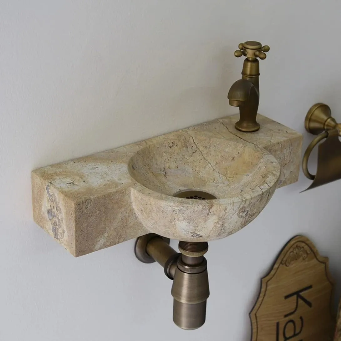 Chậu lavabo bằng đá treo tường/đặt bàn Kanly MAR9M012
