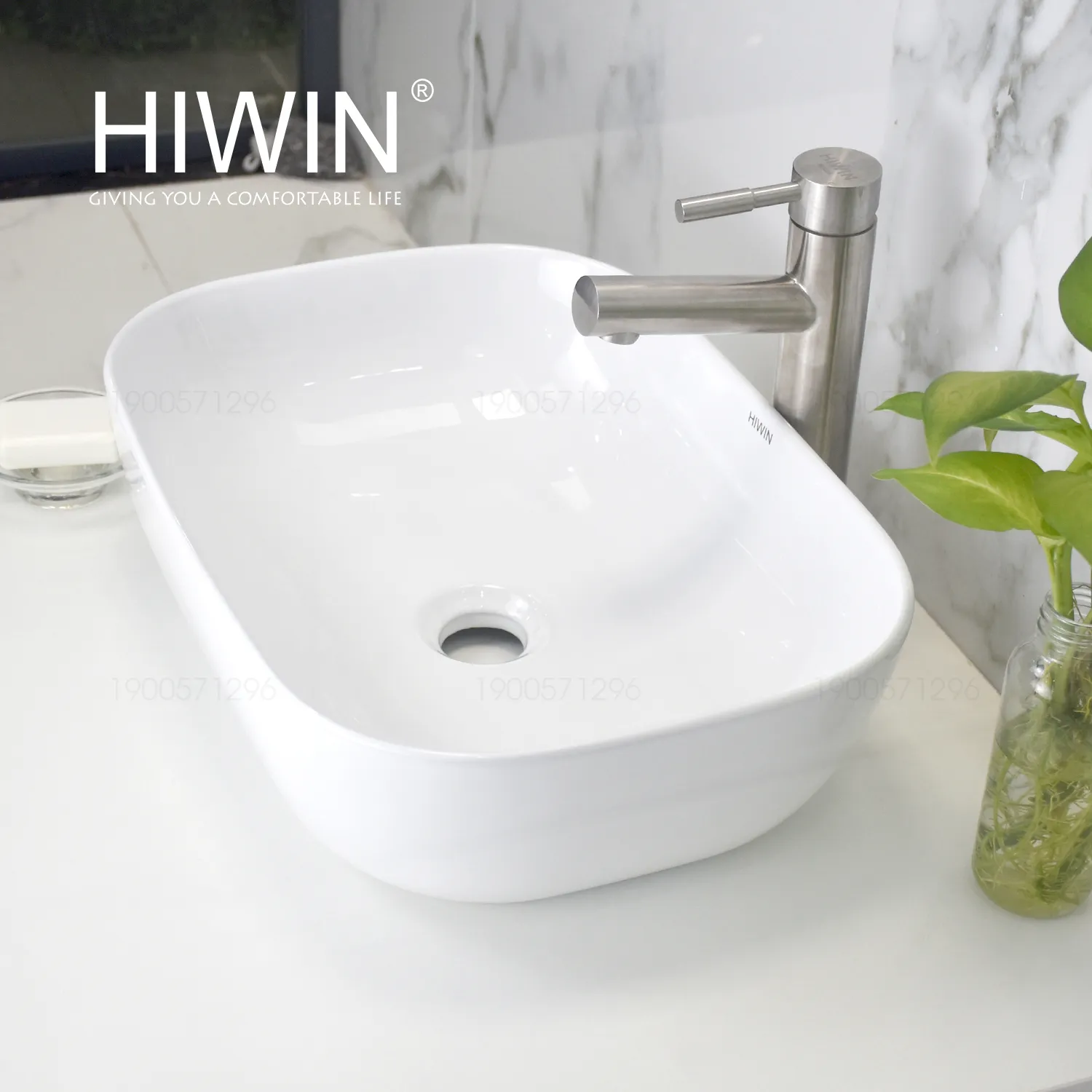 Chậu rửa mặt dương bàn lavabo đặt bàn cao cấp HIWIN LP-6014