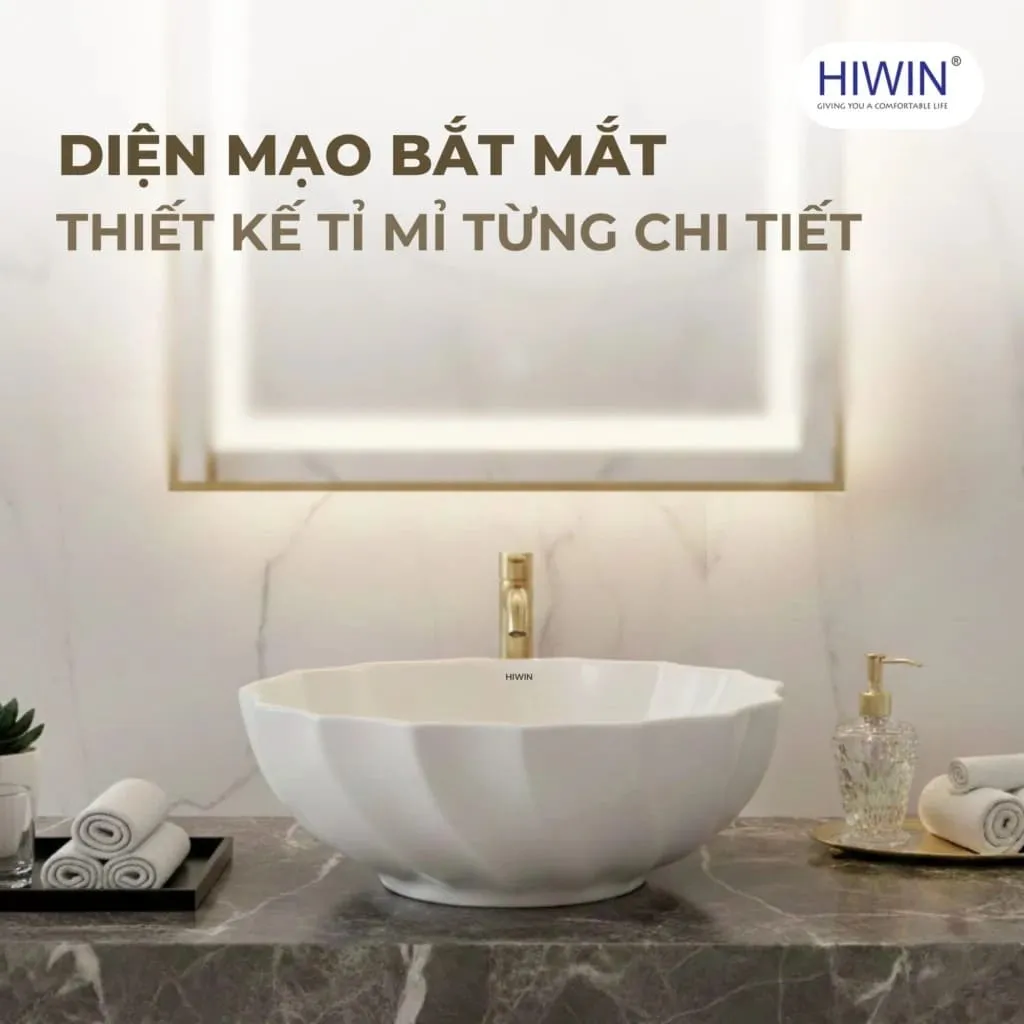 Chậu rửa mặt dương bàn lavabo đặt bàn cao cấp HIWIN LP-8072B
