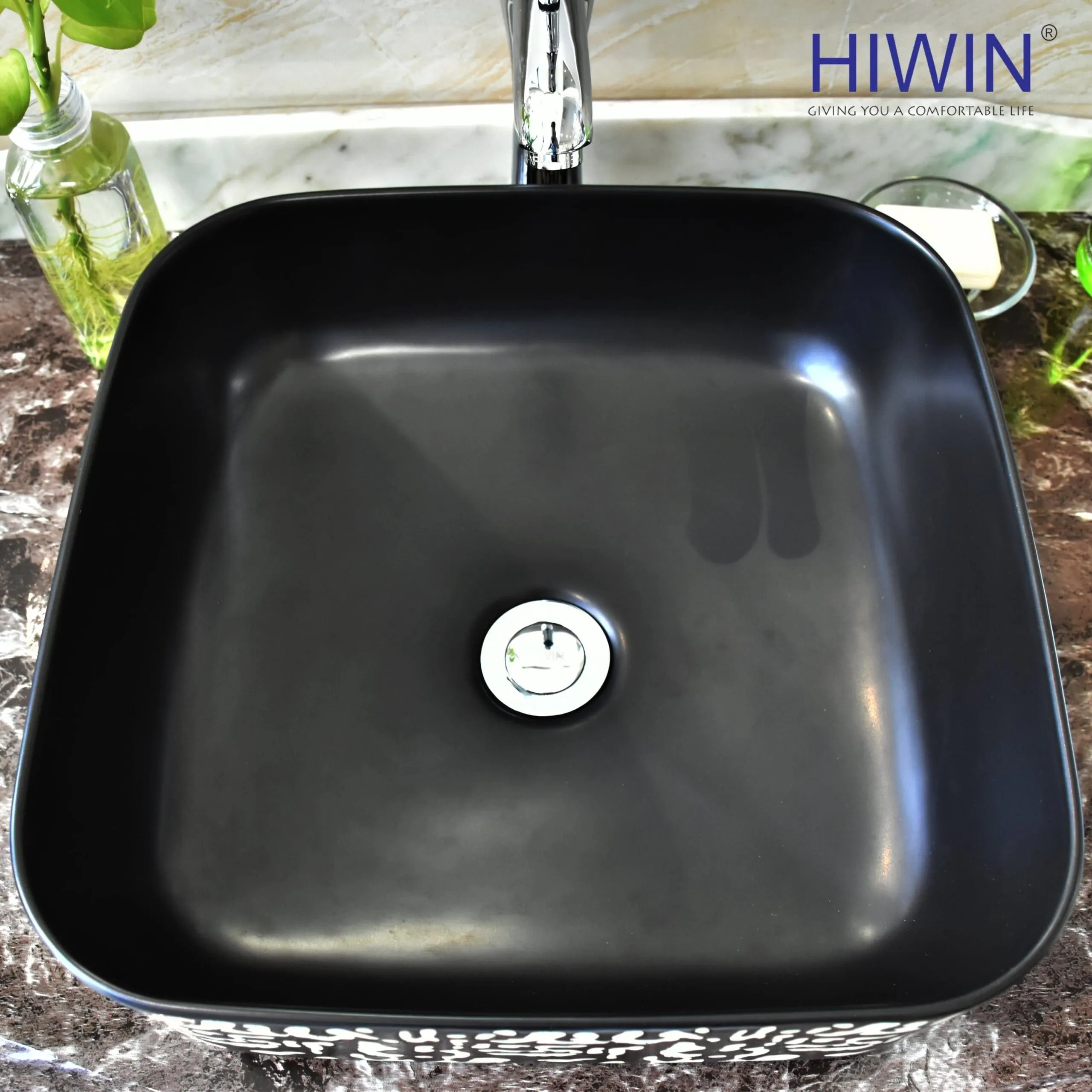 Chậu rửa mặt dương bàn lavabo đặt bàn cao cấp HIWIN LP-8215