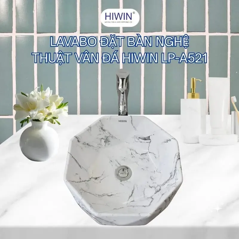 Chậu rửa mặt dương bàn lavabo đặt bàn cao cấp HIWIN LP-8215