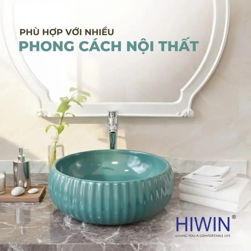 Chậu rửa mặt dương bàn lavabo đặt bàn cao cấp HIWIN LP-8215