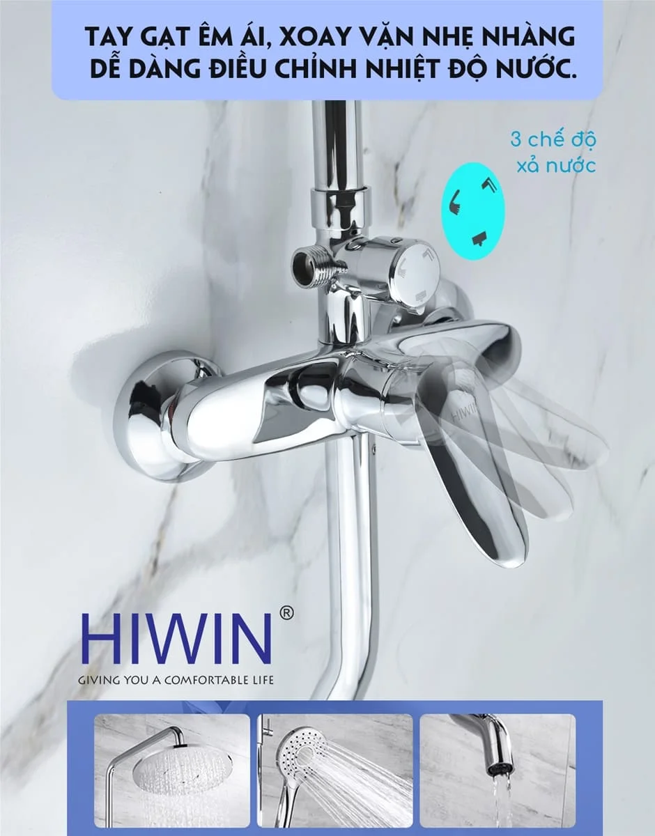 Vòi sen tắm cây đứng nóng lạnh Hiwin KF-111