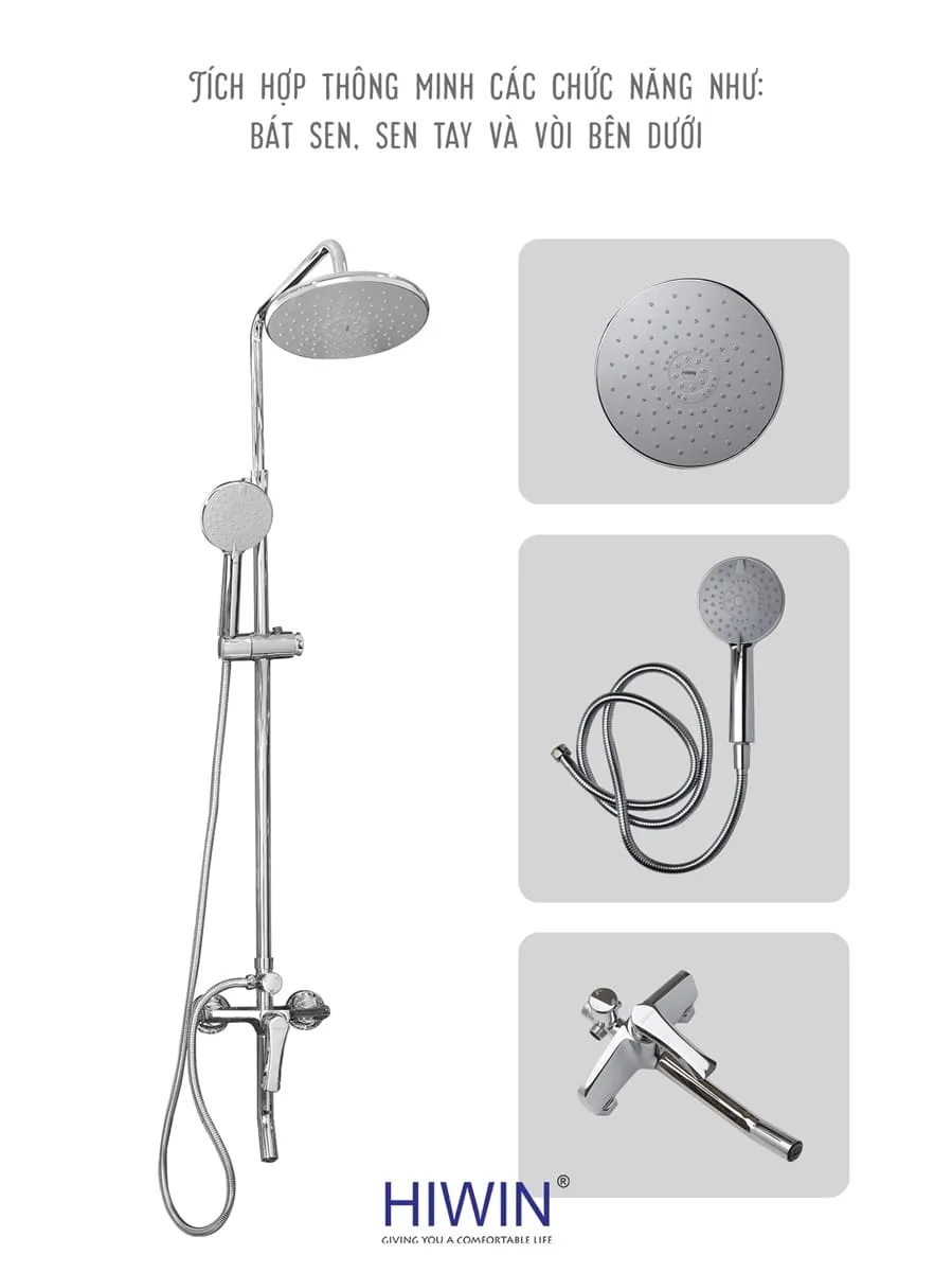 Vòi sen tắm cây đứng nóng lạnh Hiwin KF-117