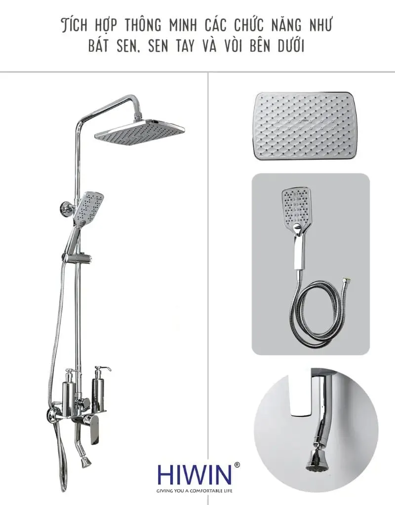 Vòi sen tắm cây đứng nóng lạnh Hiwin KF-122