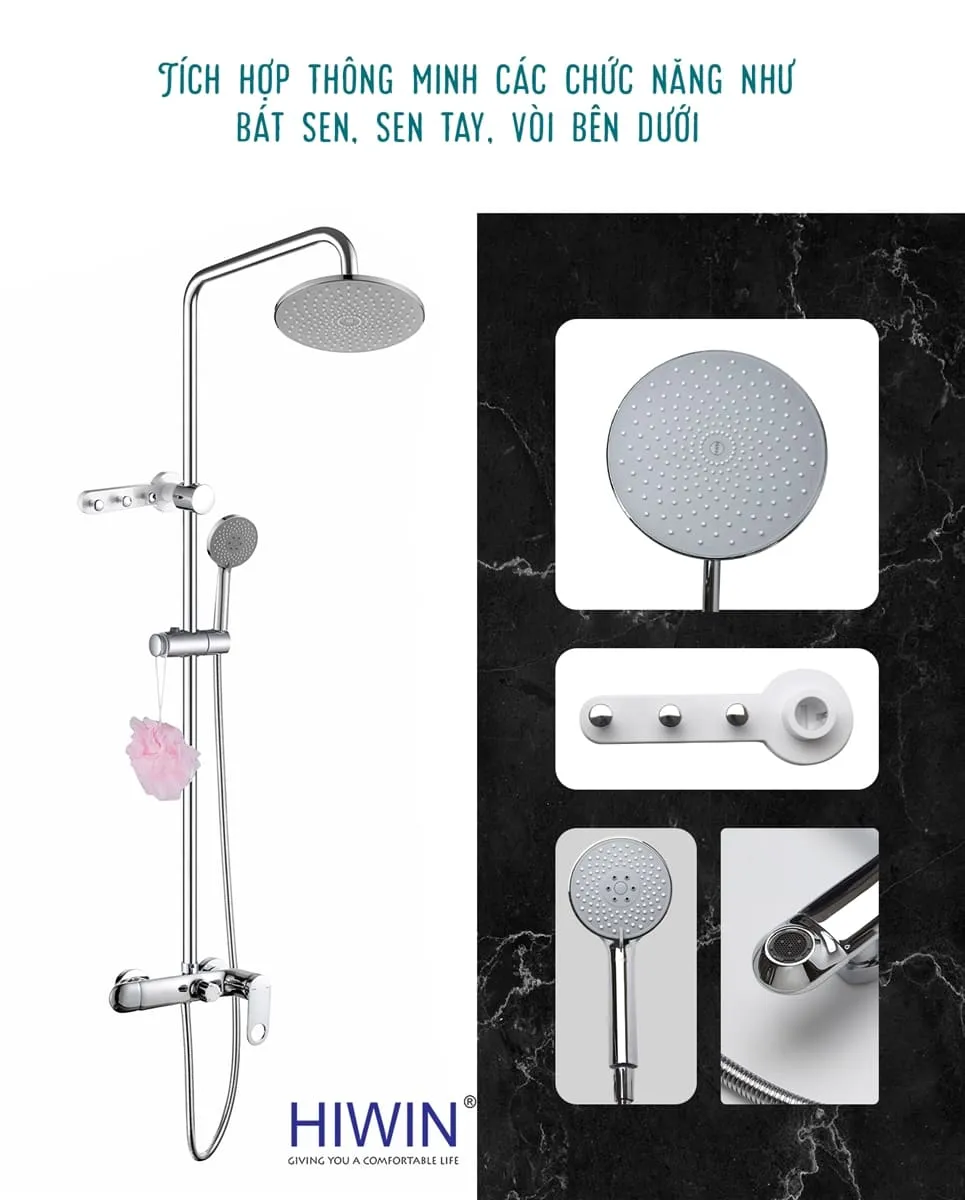 Vòi sen tắm cây đứng nóng lạnh Hiwin KF-140
