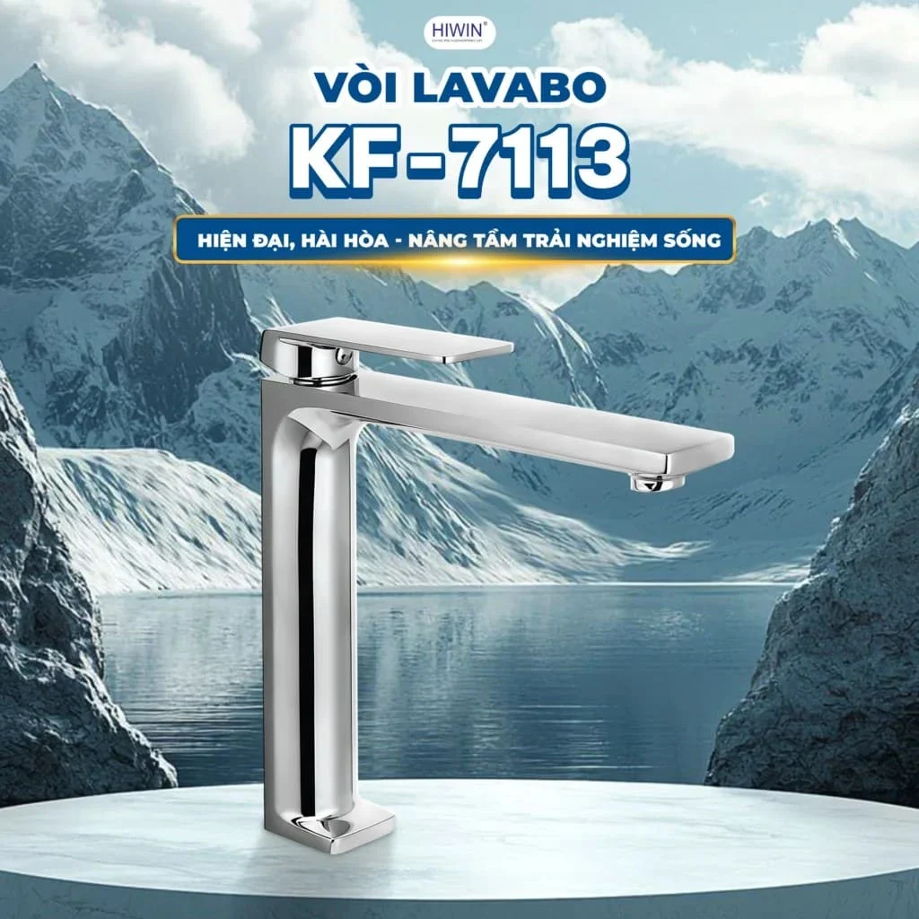 Vòi chậu rửa mặt nóng lạnh thân cao HIWIN KF-7113 
