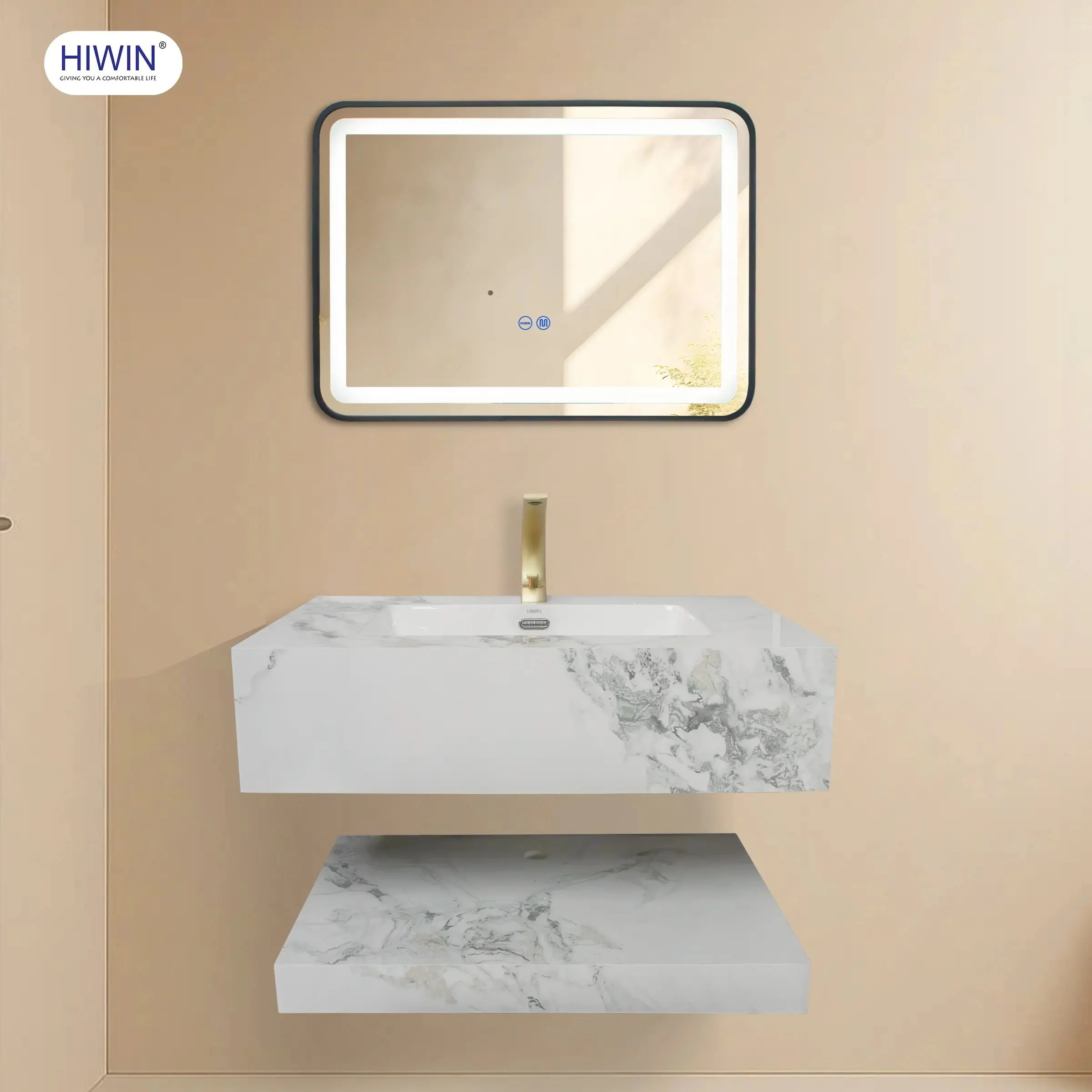 Bộ tủ chậu lavabo cao cấp màu xanh lam khói Hiwin YS-004