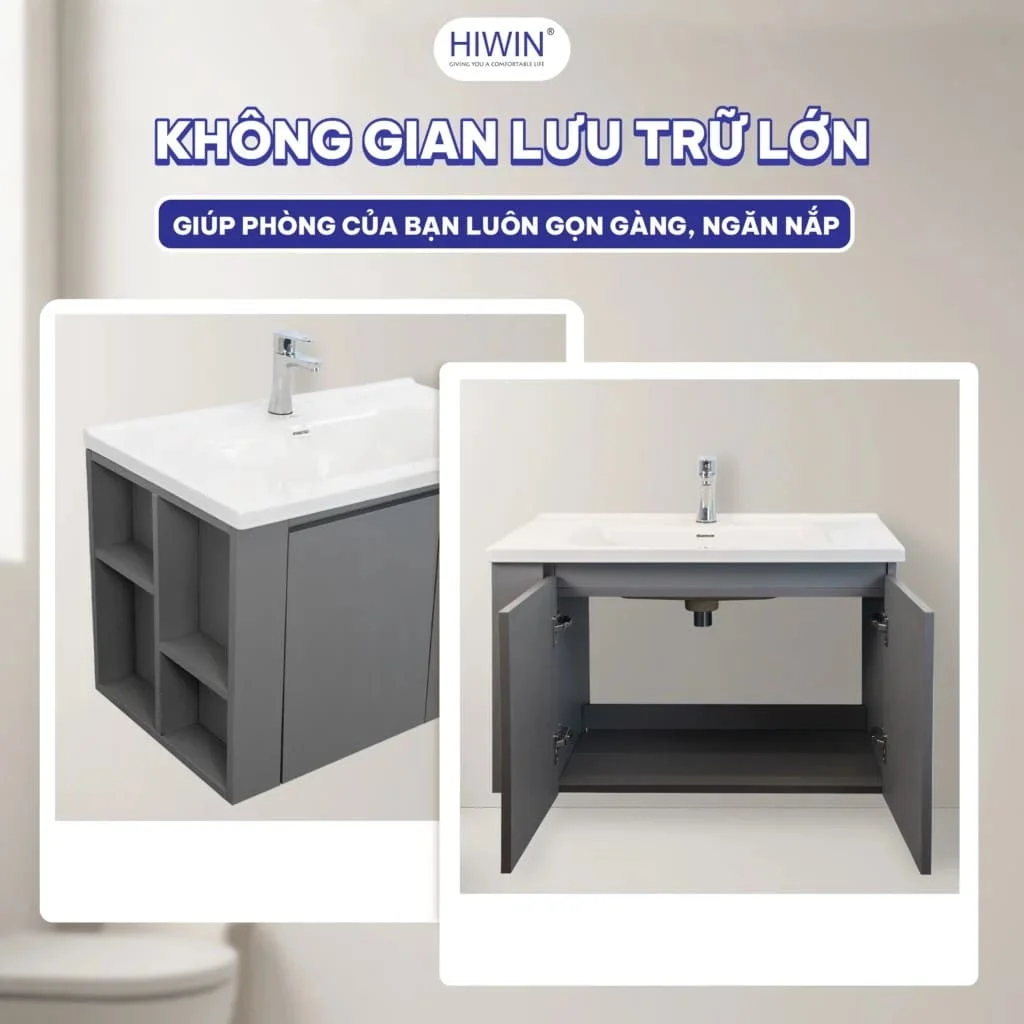 Bộ tủ chậu Lavabo có hộc đựng đồ bên hông Hiwin YP-016