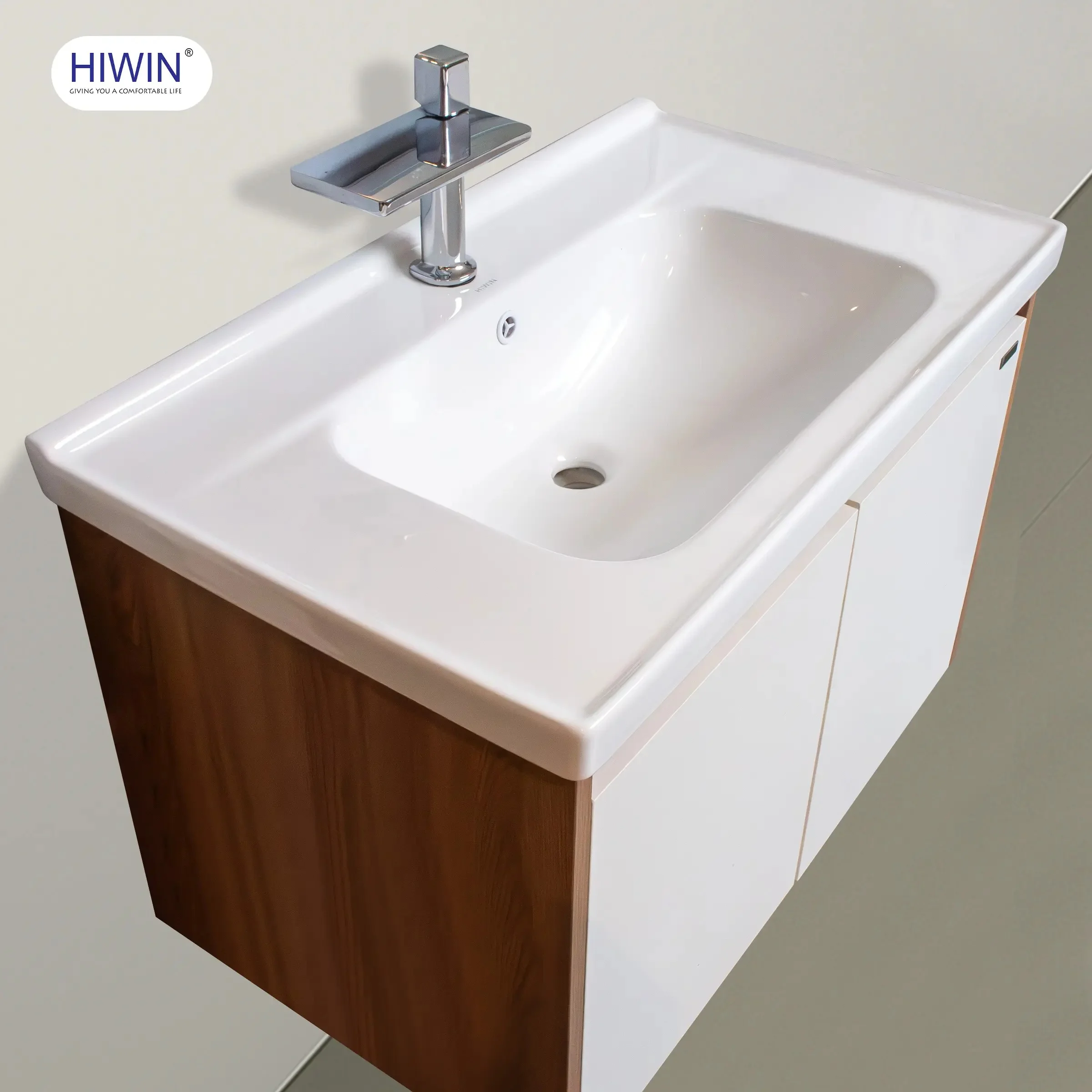 Bộ tủ chậu Lavabo gỗ plywood vân gỗ hồ đào Hiwin YS-002