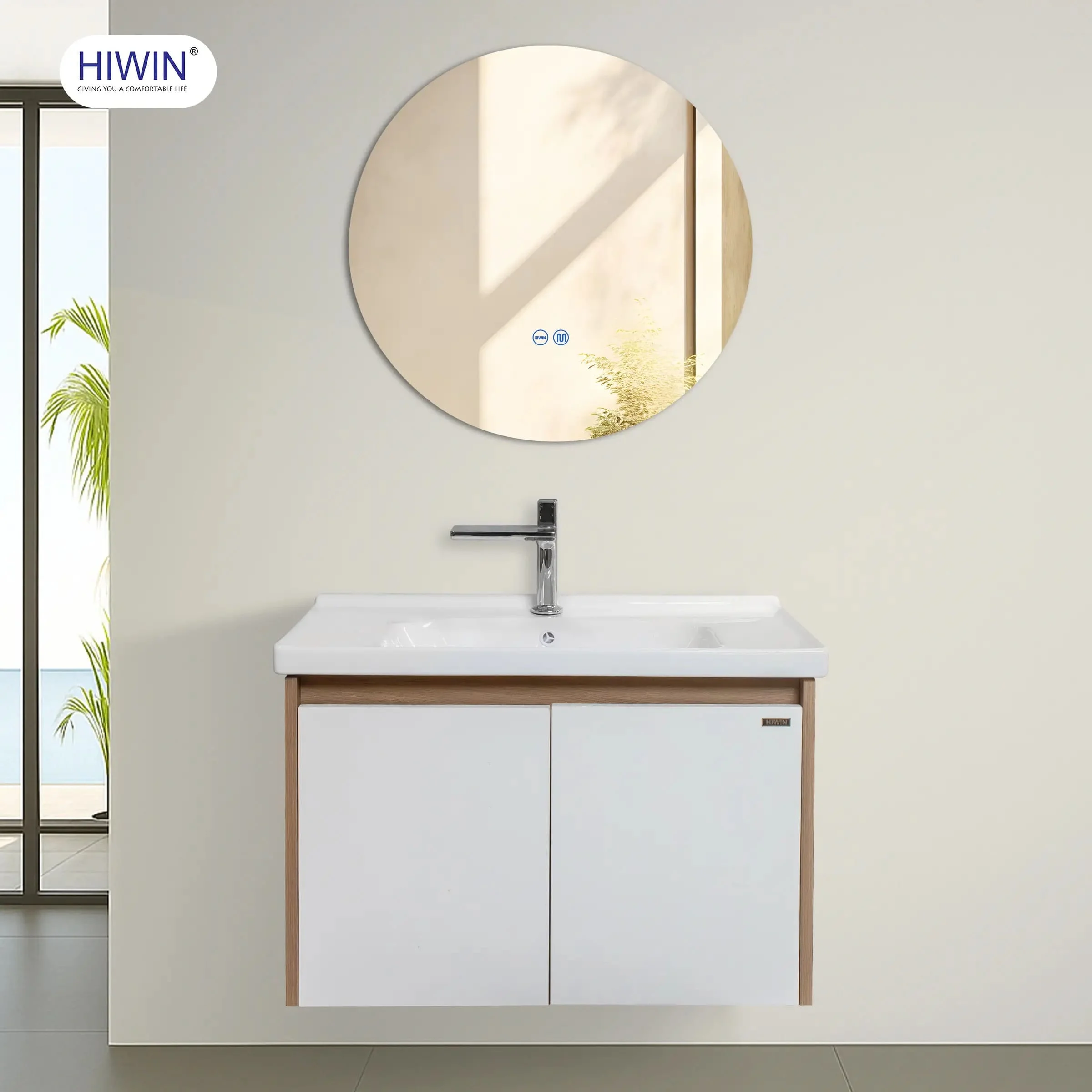Bộ tủ chậu lavabo cao cấp màu xanh lam khói Hiwin YS-004
