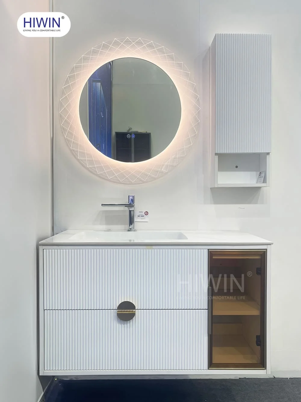 Bộ tủ chậu lavabo cao cấp màu xanh lam khói Hiwin YS-004