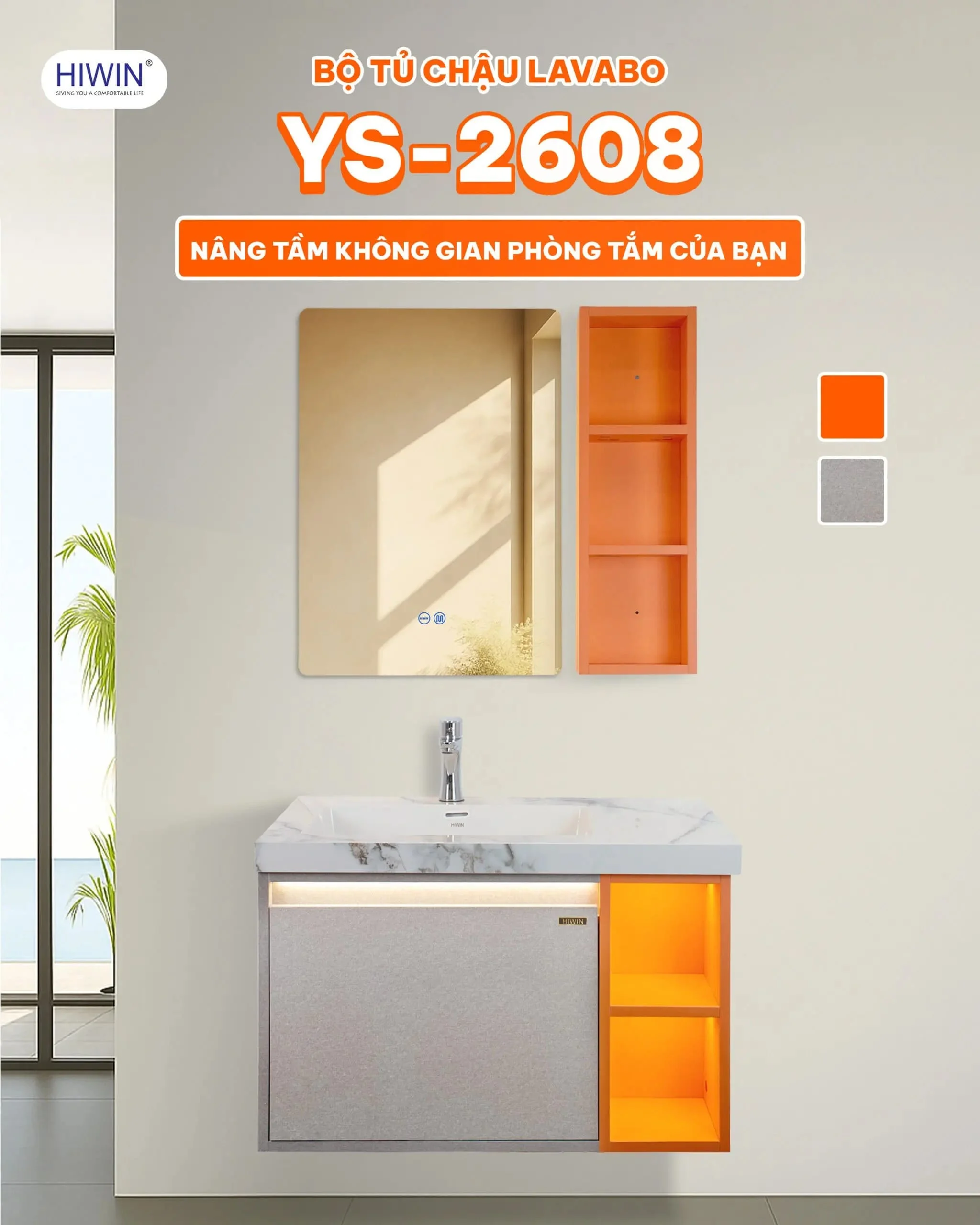 Bộ tủ chậu Lavabo phong cách Châu Âu Hiwin C-2209A