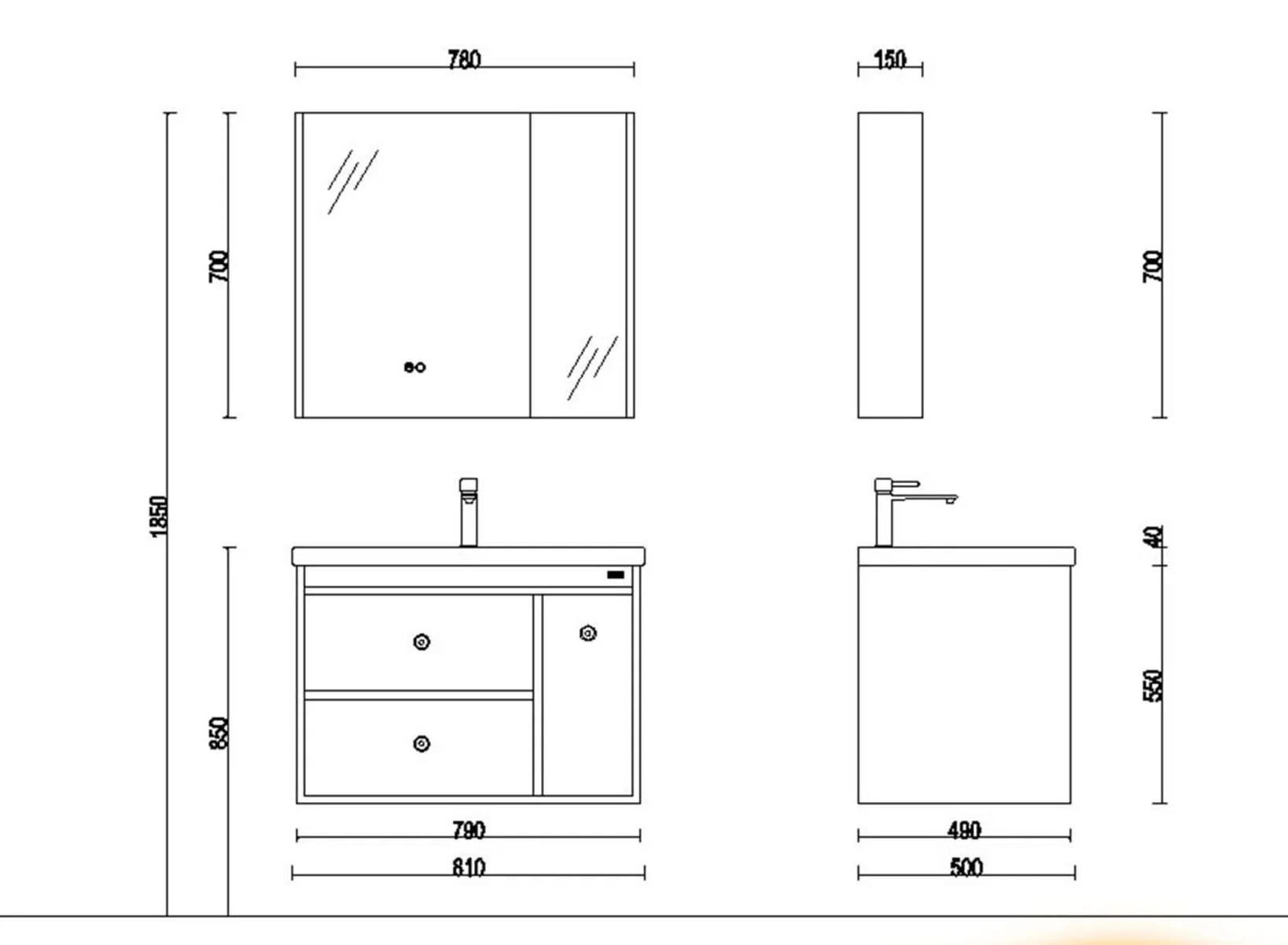 Bộ tủ chậu Lavabo Hiwin YS-2612-80