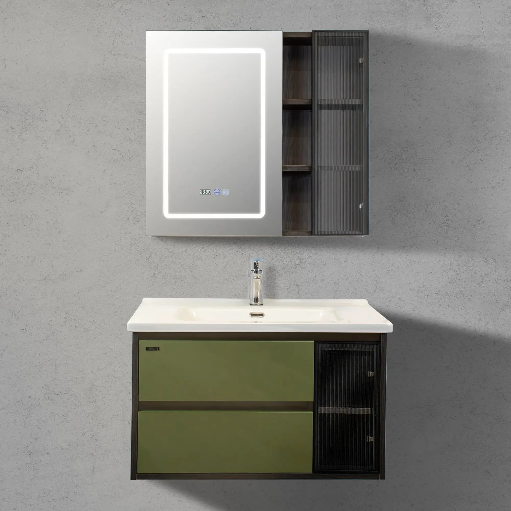 Bộ tủ chậu lavabo cao cấp màu xanh lam khói Hiwin YS-004