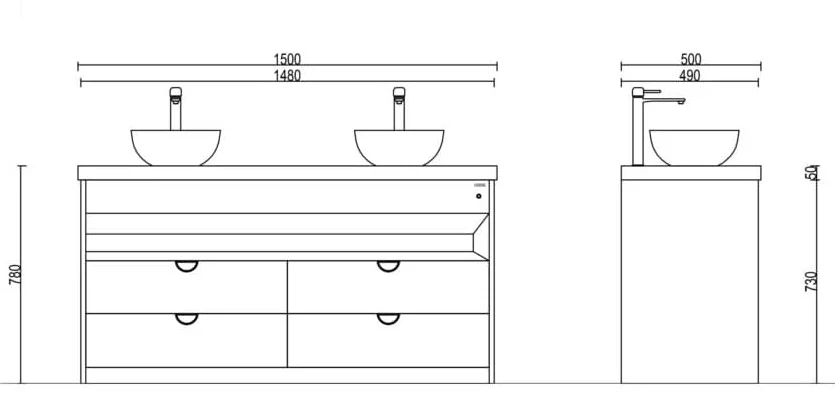 Bộ tủ chậu Lavabo Hiwin YS-2639