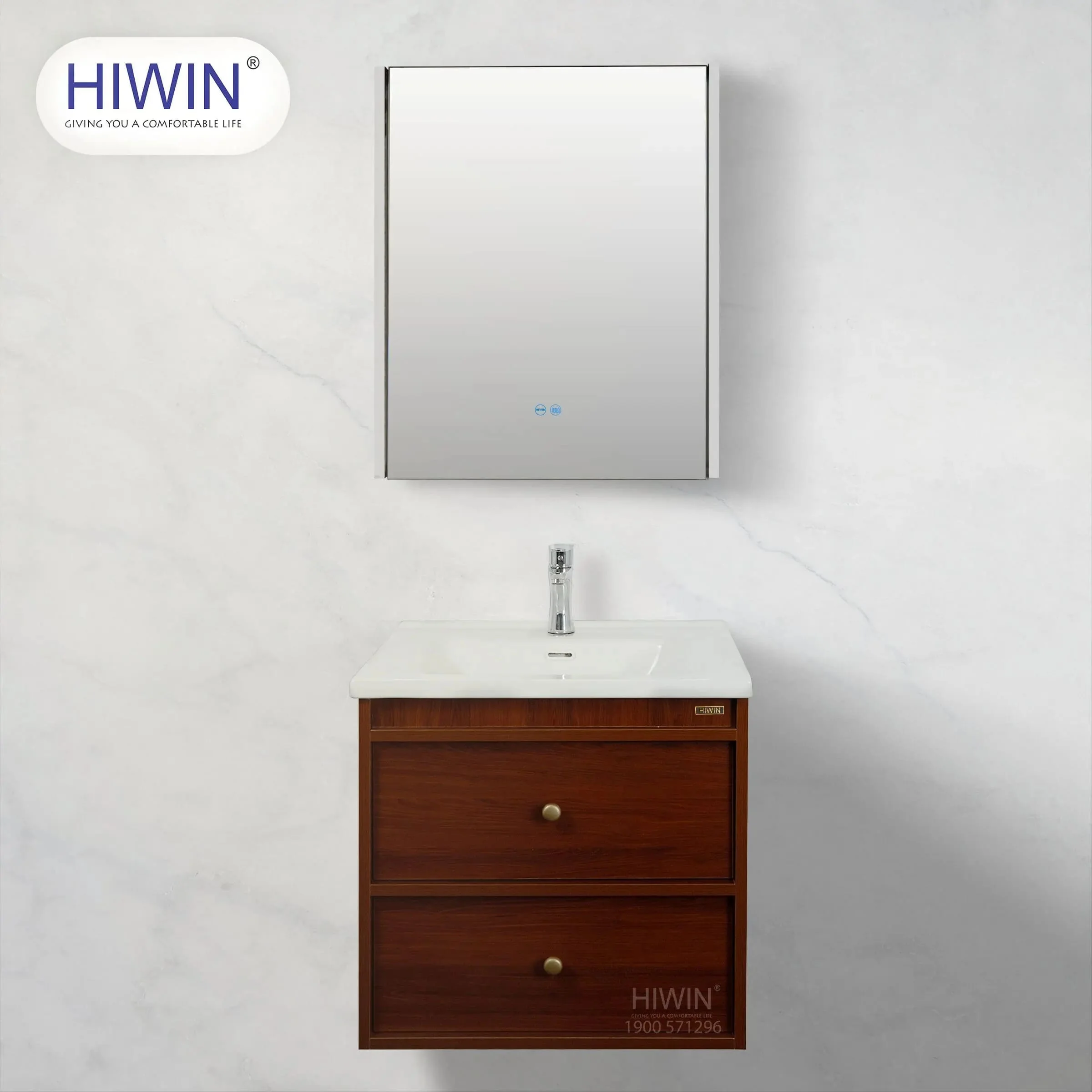 Bộ tủ chậu lavabo cao cấp màu xanh lam khói Hiwin YS-004