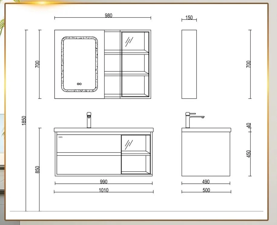 Bộ tủ chậu Lavabo Hiwin YS-2639