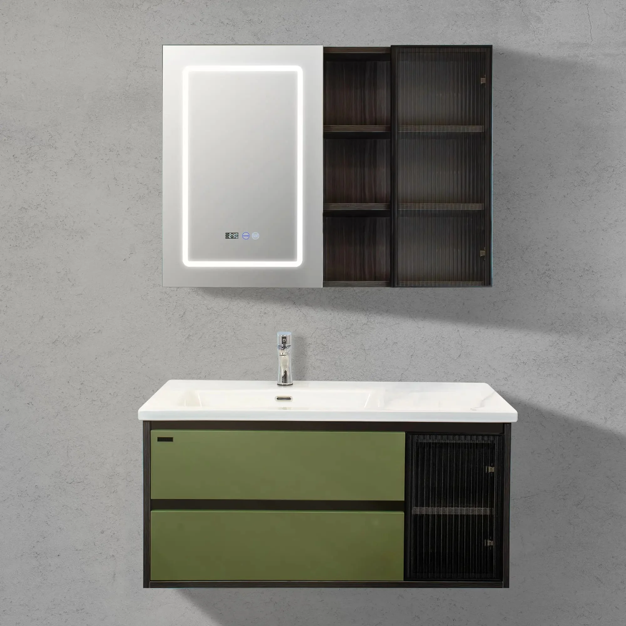 Bộ tủ chậu lavabo cao cấp màu xanh lam khói Hiwin YS-004