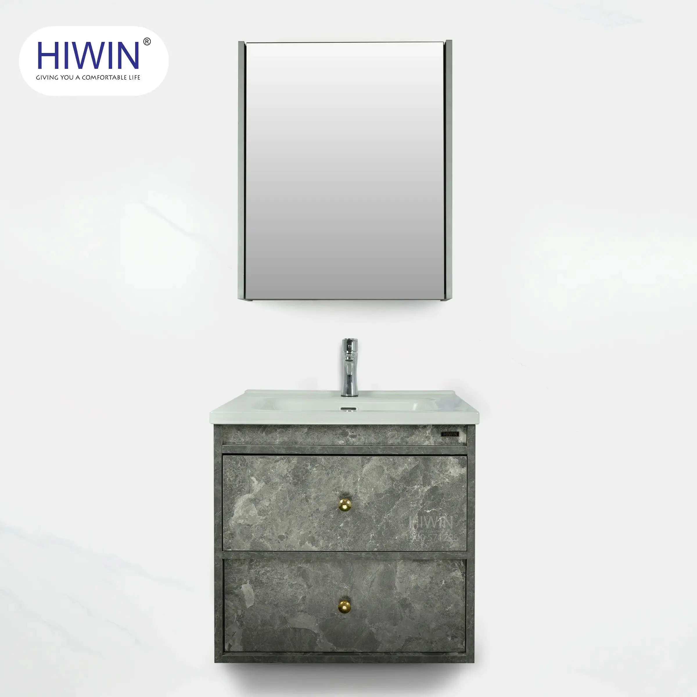 Bộ tủ chậu lavabo cao cấp màu xanh lam khói Hiwin YS-004