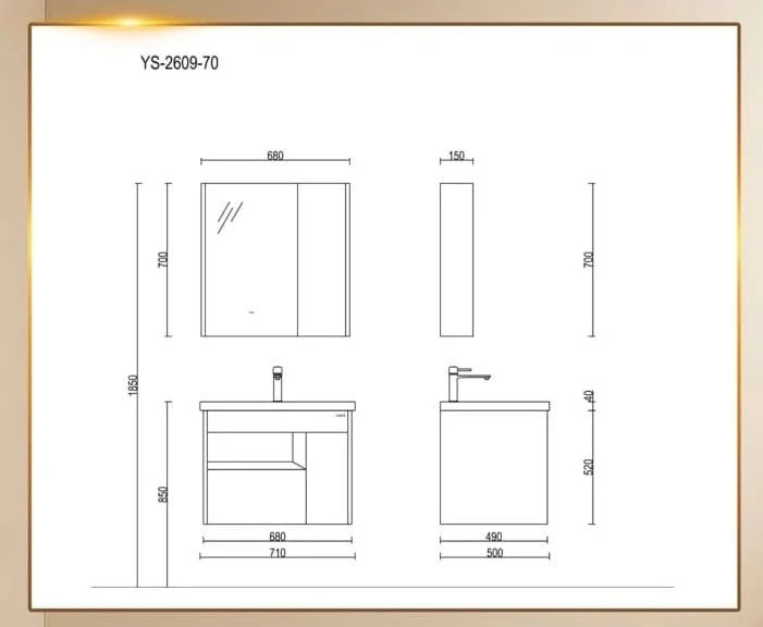 Bộ tủ chậu Lavabo treo tường màu hồng có thanh treo khăn Hiwin YS-2621