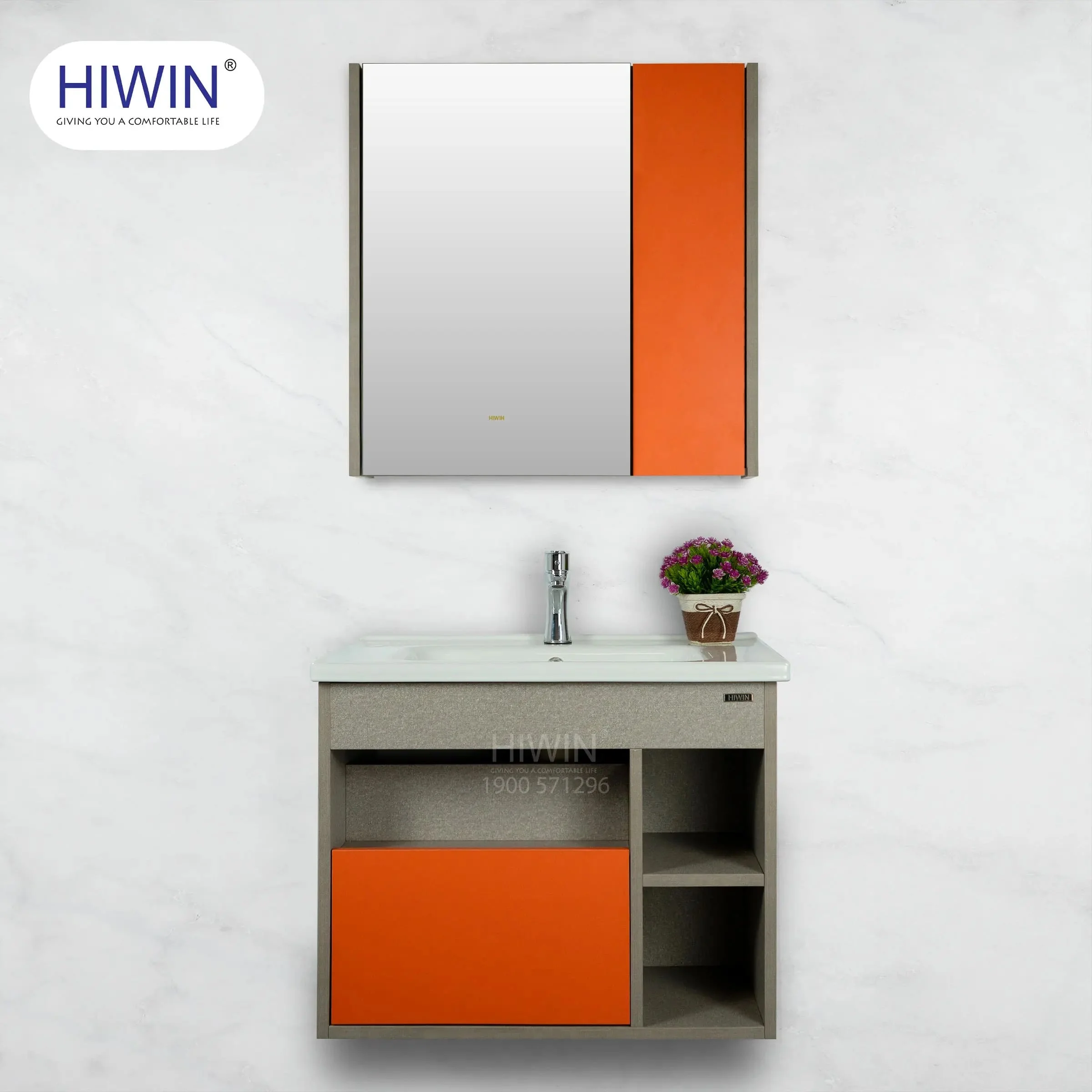 Bộ tủ chậu lavabo cao cấp màu xanh lam khói Hiwin YS-004