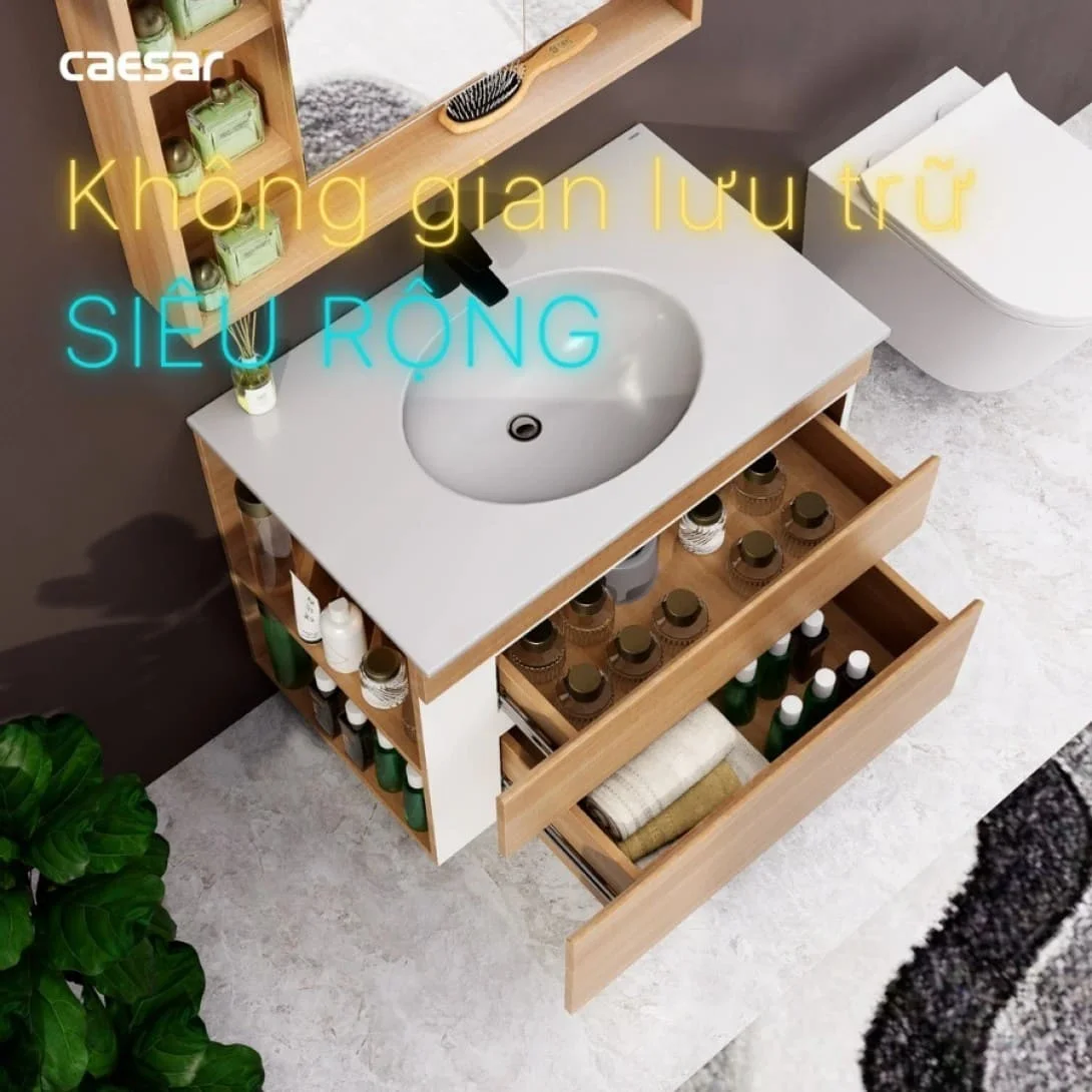 Tủ Lavabo Phòng Tắm Caesar EH15028DDLV (Không gồm lavabo và vòi)