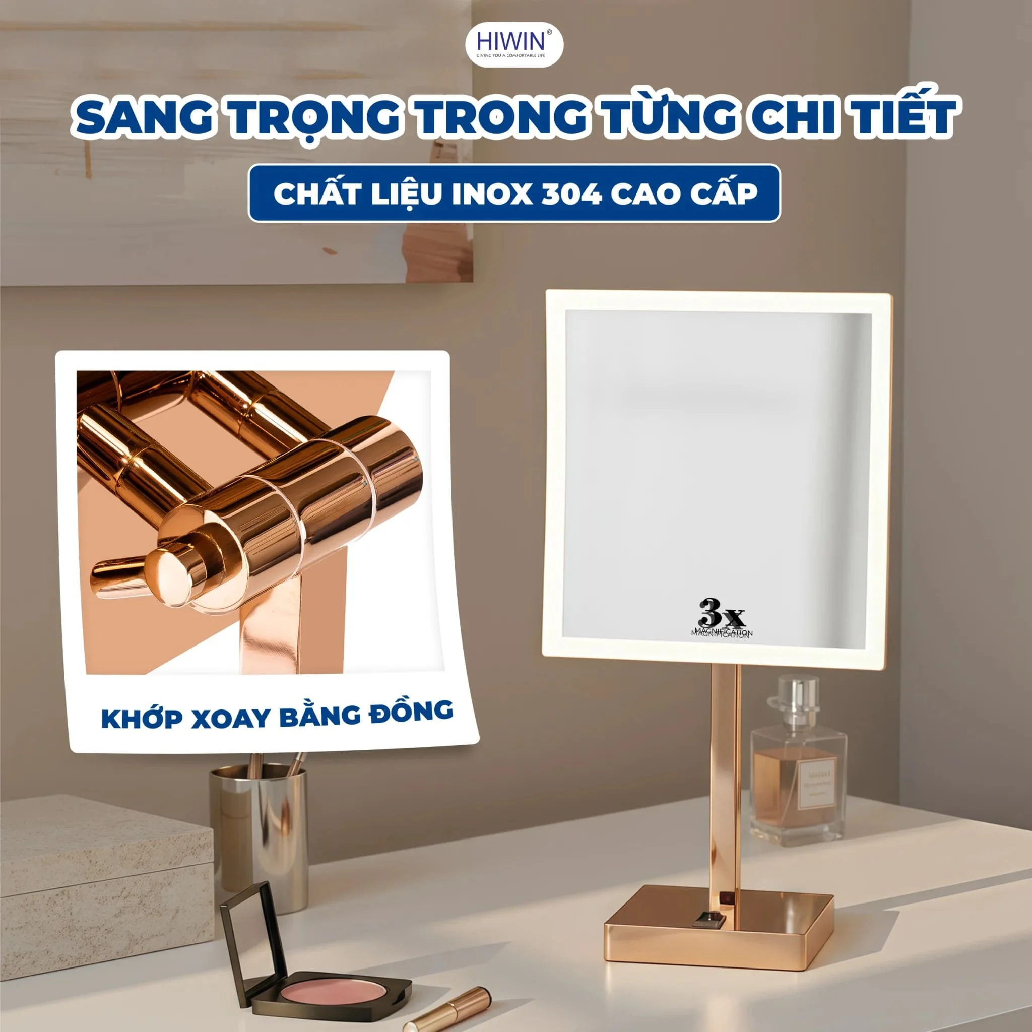 Gương cạo râu gương trang điểm hai mặt Hiwin J-622 
