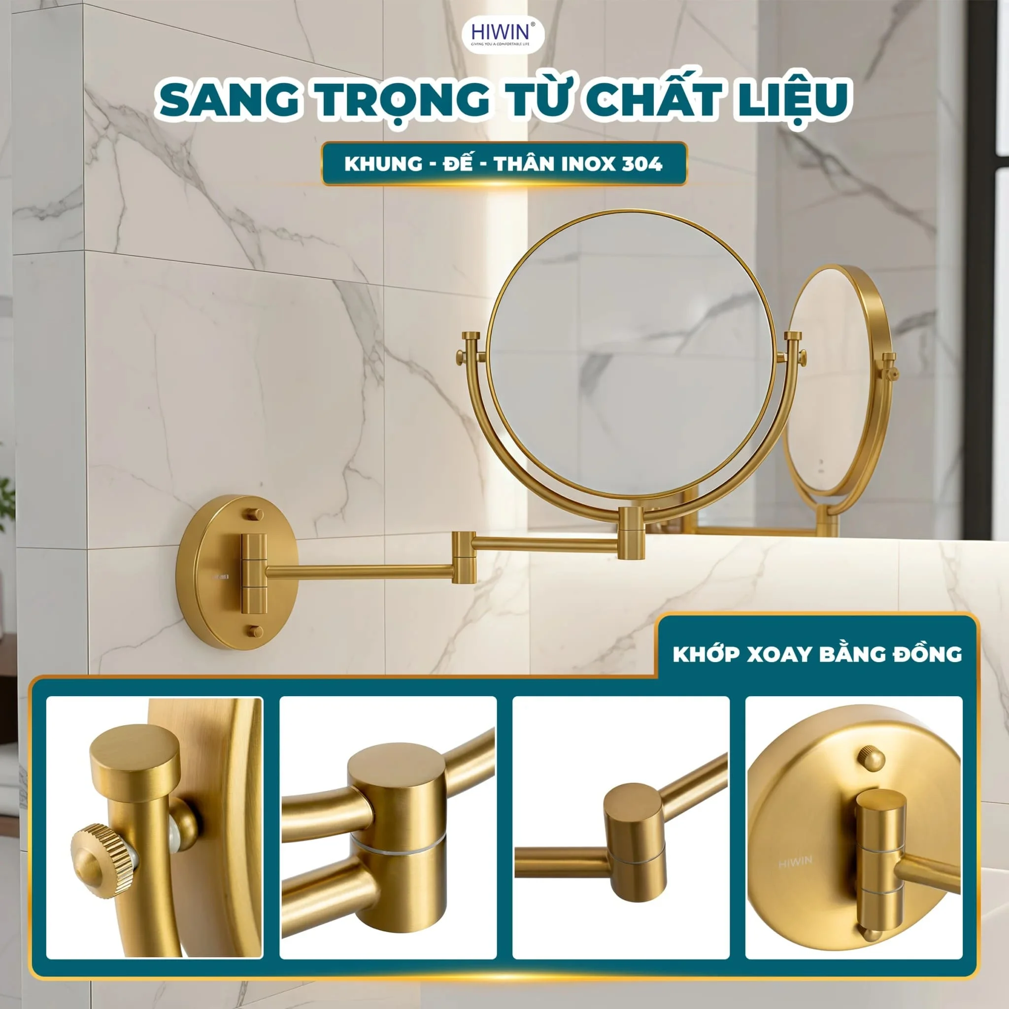 Gương cạo râu gương trang điểm hai mặt Hiwin J-622