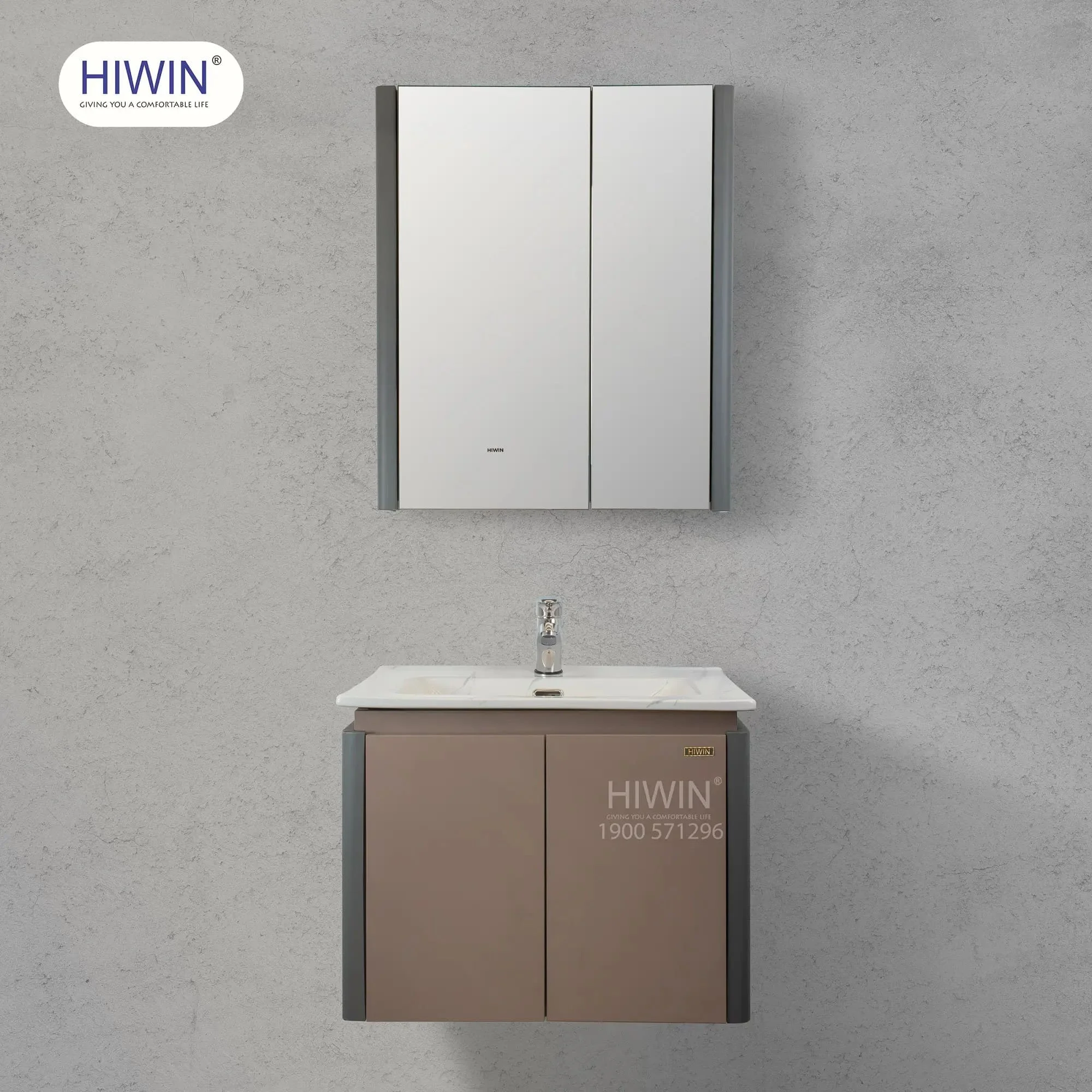 Bộ tủ chậu lavabo cao cấp màu xanh lam khói Hiwin YS-004