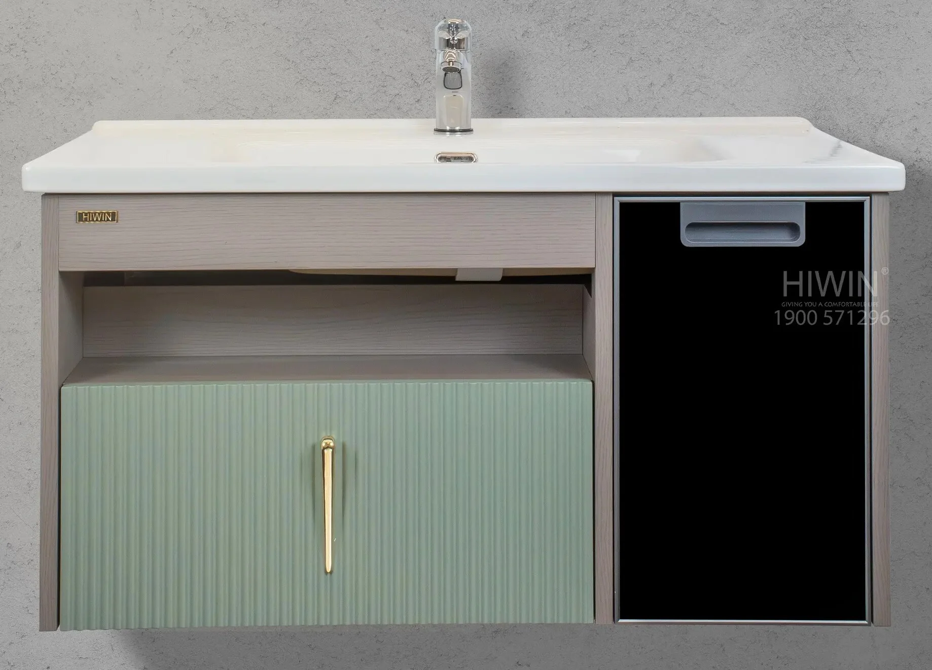 Bộ tủ chậu lavabo cao cấp màu xanh lam khói Hiwin YS-004