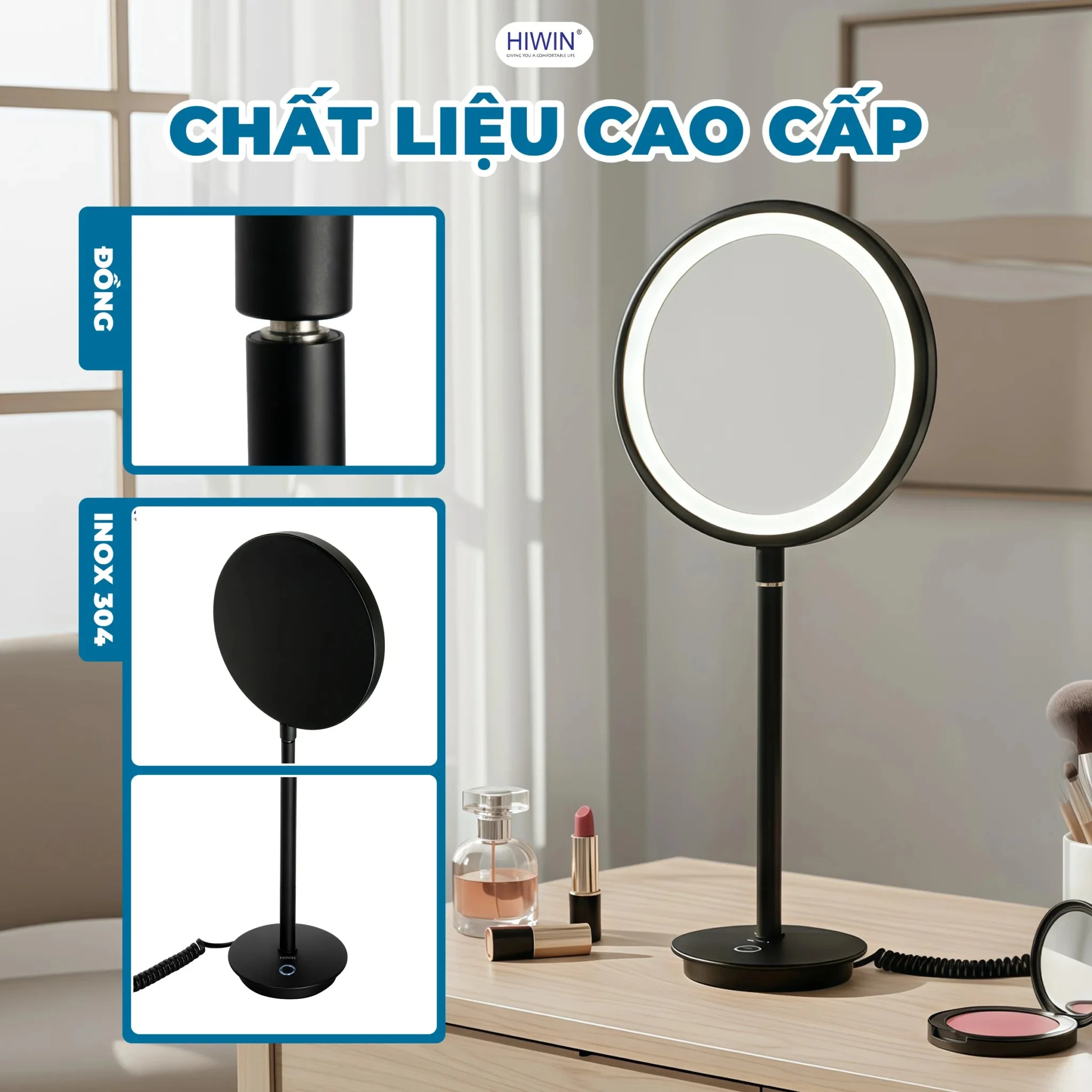 Gương cạo râu gương trang điểm hai mặt Hiwin J-622 