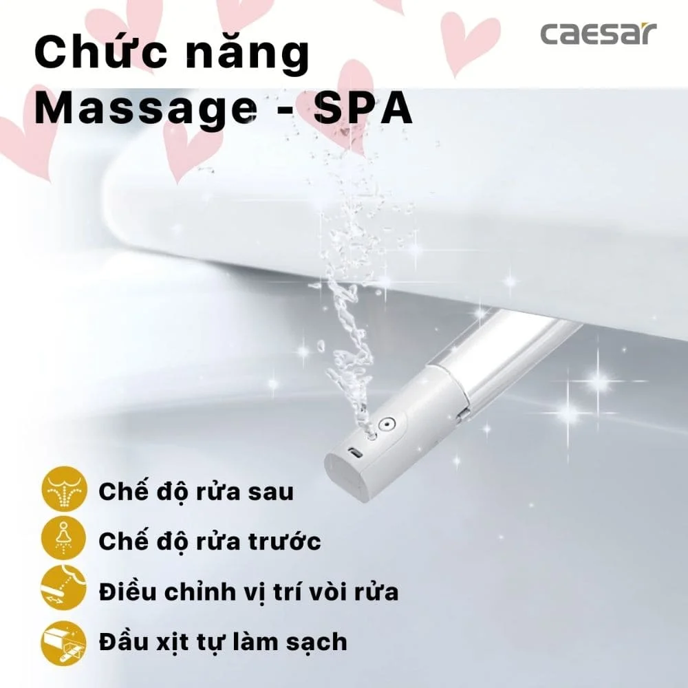Bồn cầu 2 khối nắp thông minh Caesar CD1342/TAF400H