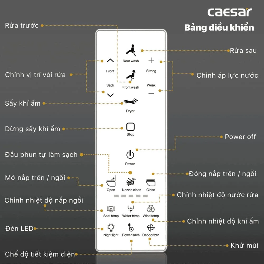 Bồn cầu 2 khối nắp thông minh Caesar CD1342/TAF400H