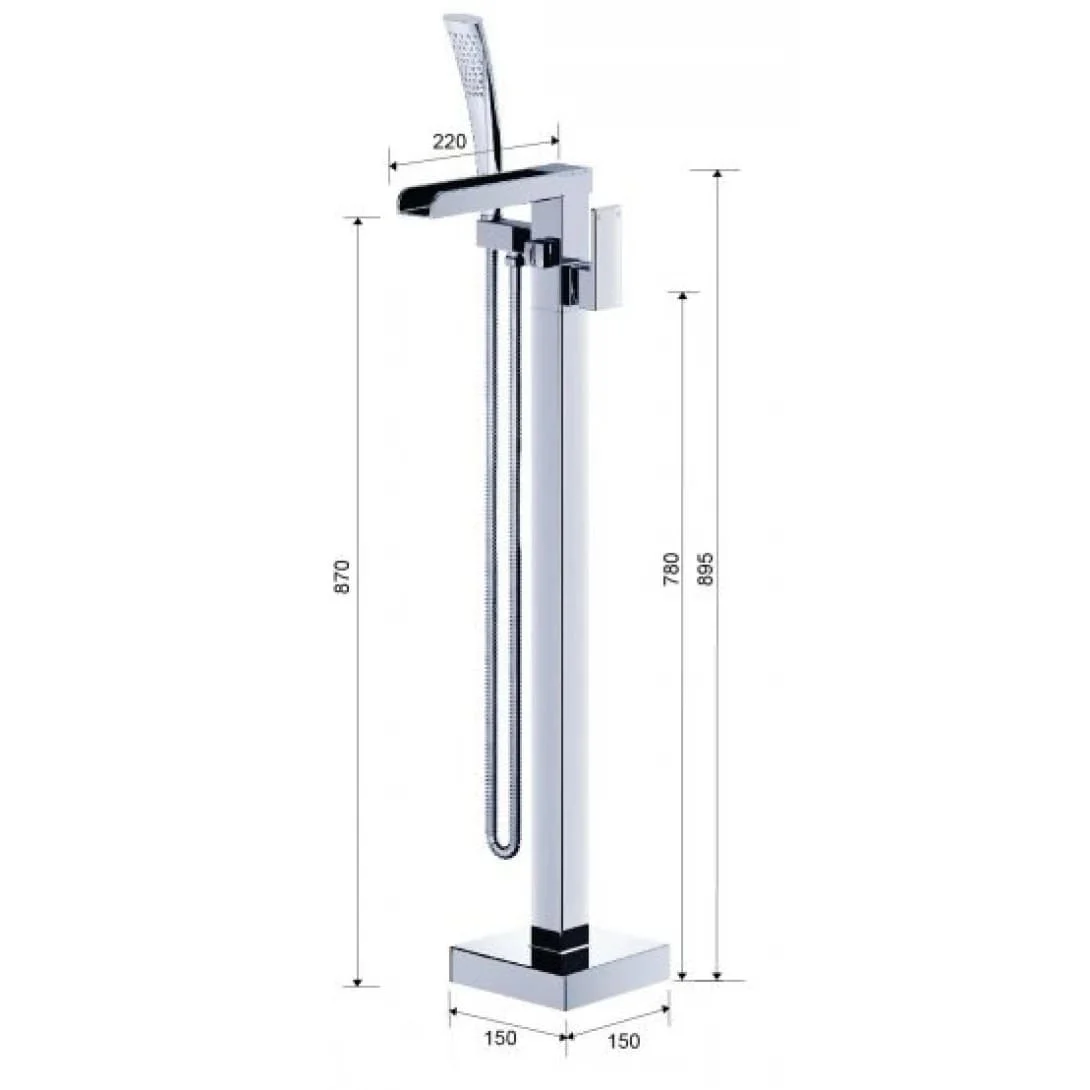 Bản vẽ kỹ thuật vòi bồn tắm nóng lạnh đặt sàn Caesar AS689C