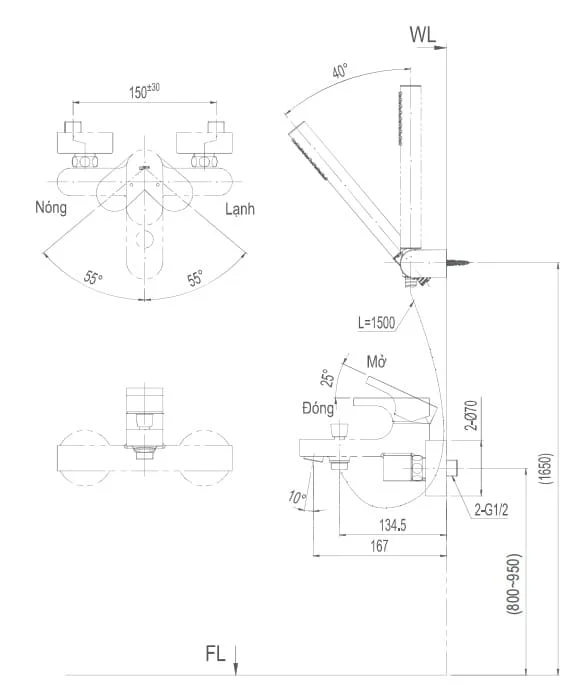 Sen tắm đứng nóng lạnh INAX BFV-1115S